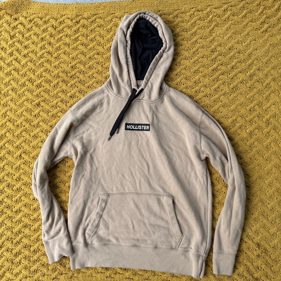 Hollister Other - Hollister Hoodie Adult Mens Medium Tan Black Center Logo Pullover Drawstring